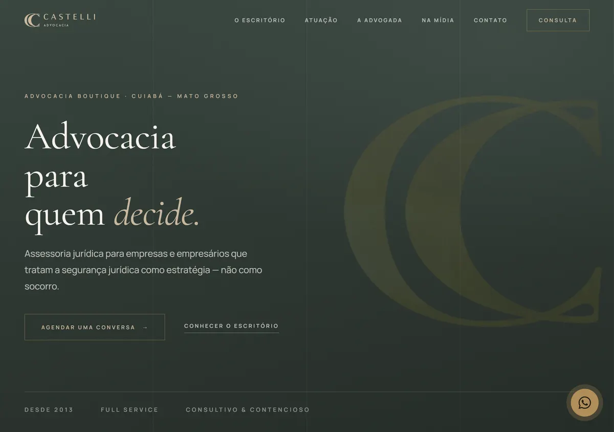 Miniatura do site da Castelli Advocacia